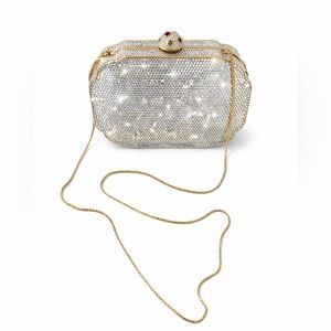 Judith Leiber Crystal Minaudière Clutch Semi-Precious Clasp Full Set